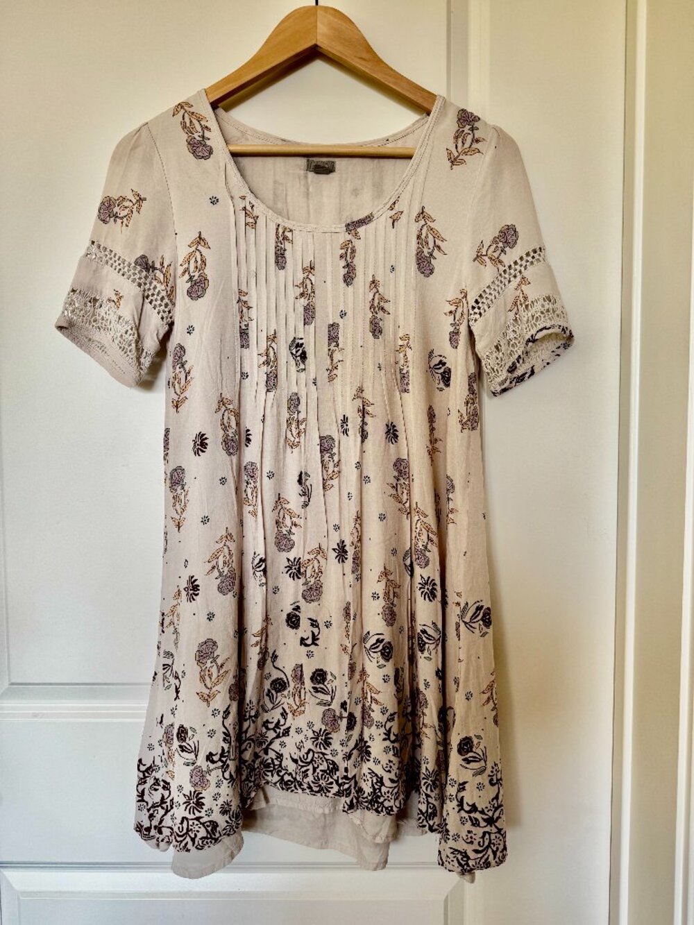Ecoté Cream Floral Boho Cottagecore Romantic Prairie Dress Size S